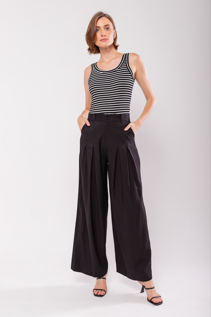 Hidrogênio - MARIANNE PANTALON PANTS WITH TWO PLEASTS BLACK - 19769