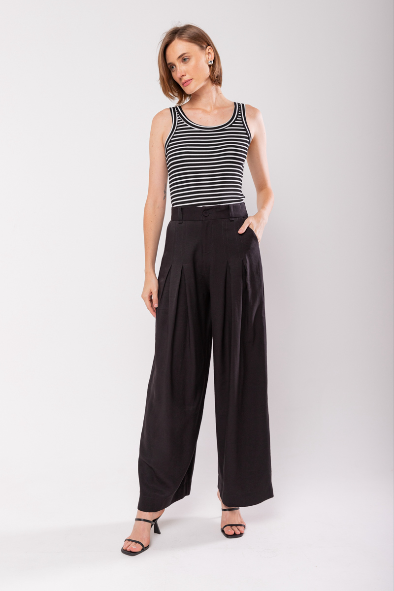 Hidrogênio - MARIANNE PANTALON PANTS WITH TWO PLEASTS BLACK - 19769