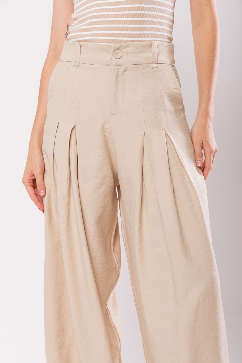 Hidrogênio - PANTALON PANTS WITH TWO PLEASTS MARIANNE BEIGE - 19769