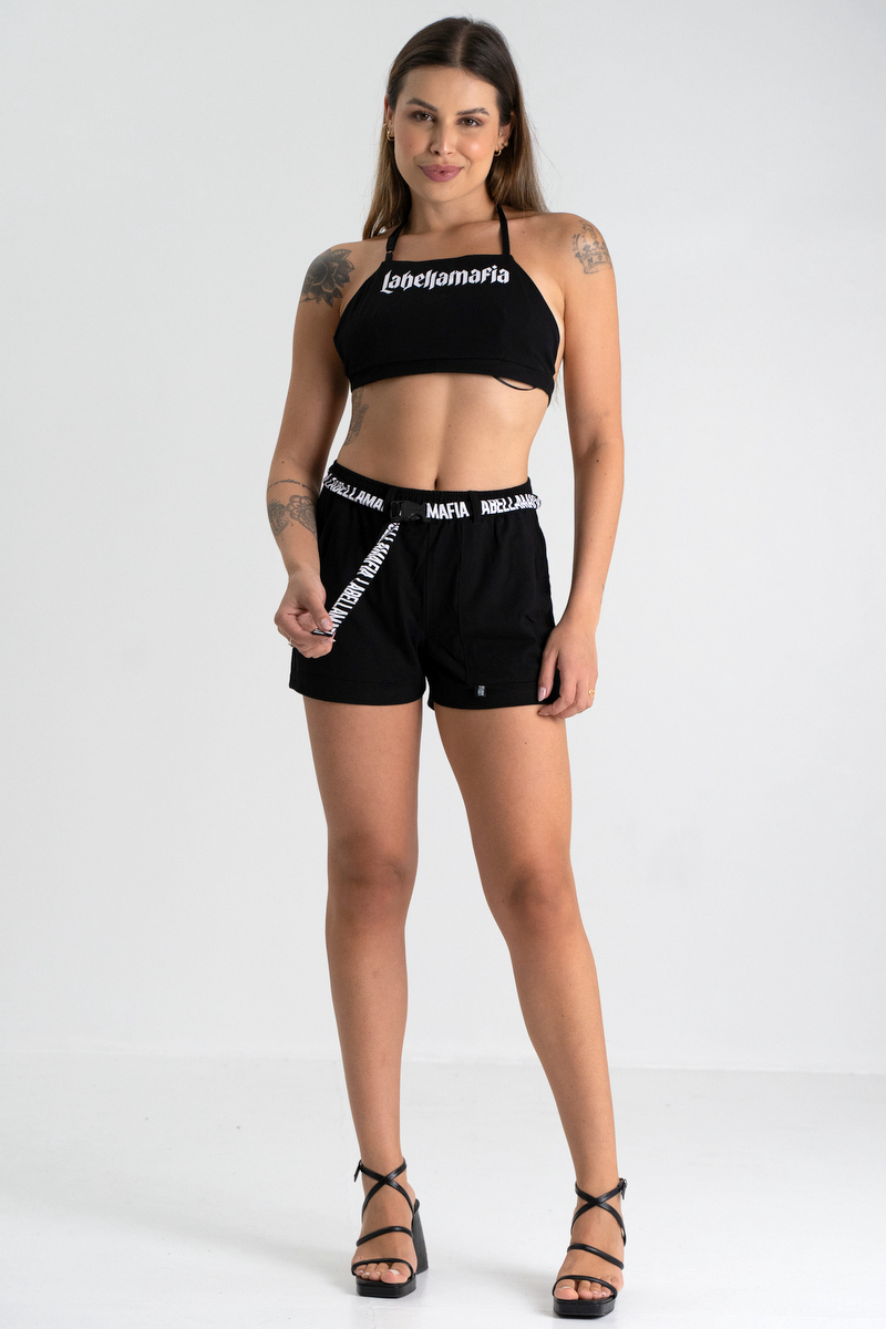 Labellamafia - Conjunto Top e Short Malha Chemical Preto Labellamafia - 30856