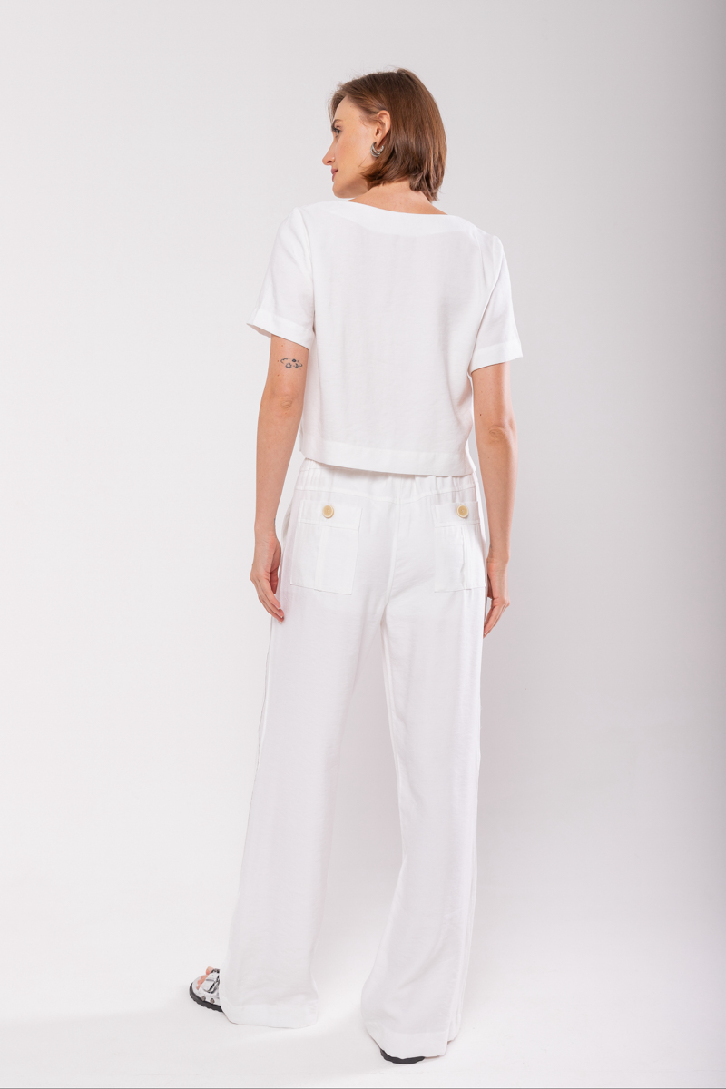 Hidrogênio - TAILORED BLOUSE WITH V-NECK OFF WHITE - 19823