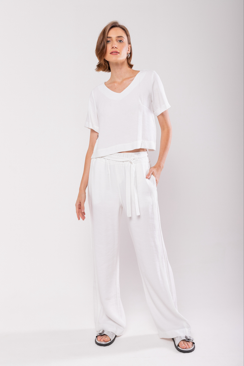 Hidrogênio - TAILORED BLOUSE WITH V-NECK OFF WHITE - 19823