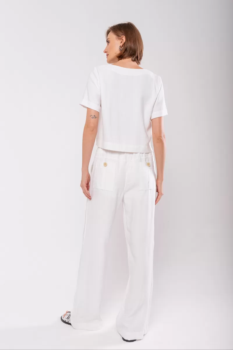 Hidrogênio - TAILORED BLOUSE WITH V-NECK OFF WHITE - 19823018 Hidrogênio - TAILORED BLOUSE WITH V-NECK OFF WHITE - 19823018