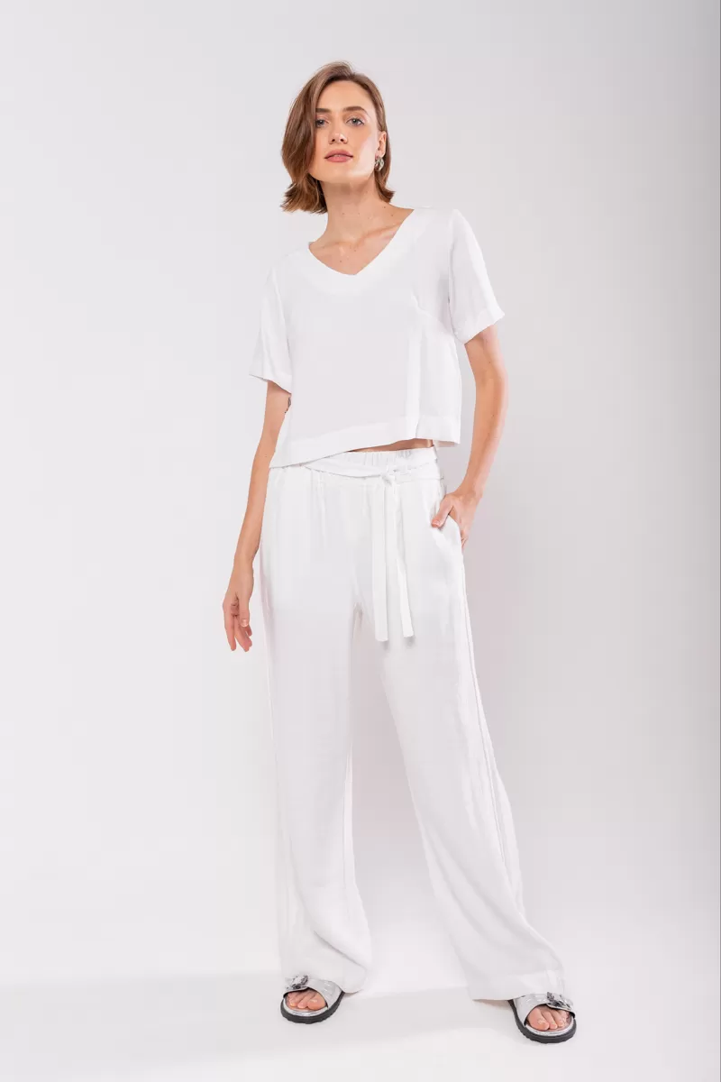 Hidrogênio - TAILORED BLOUSE WITH V-NECK OFF WHITE - 19823018 Hidrogênio - TAILORED BLOUSE WITH V-NECK OFF WHITE - 19823018
