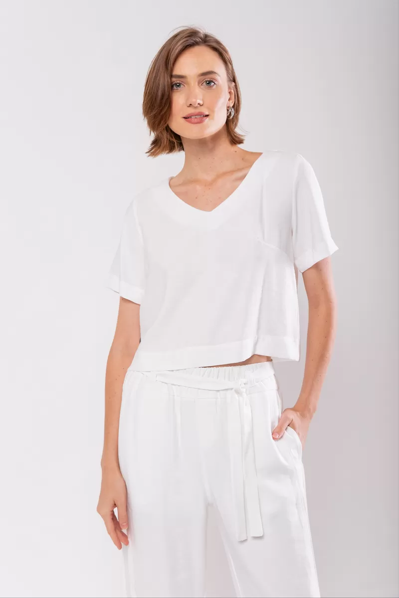 Hidrogênio - TAILORED BLOUSE WITH V-NECK OFF WHITE - 19823018 Hidrogênio - TAILORED BLOUSE WITH V-NECK OFF WHITE - 19823018