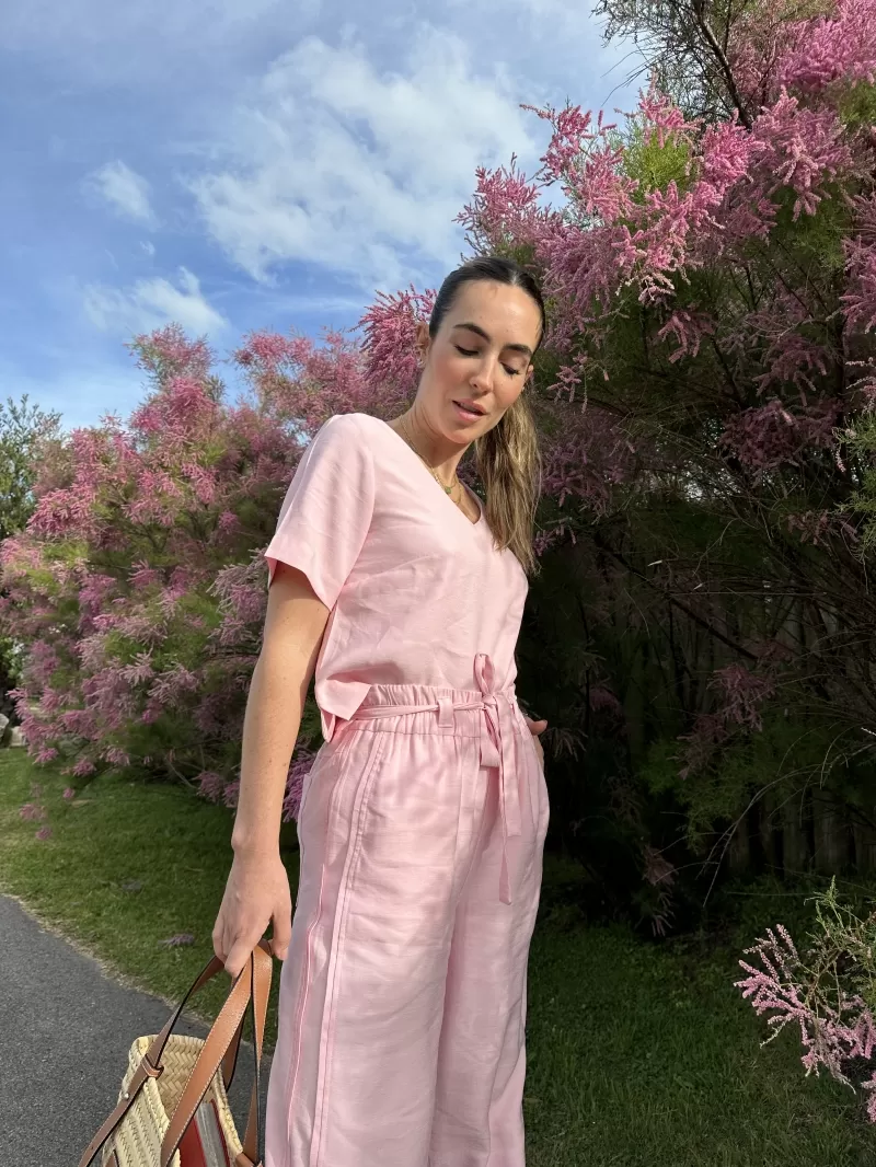 Hidrogênio - TAILORED BLOUSE WITH GLOSSY V-NECK - 19823515 Hidrogênio - TAILORED BLOUSE WITH GLOSSY V-NECK - 19823515