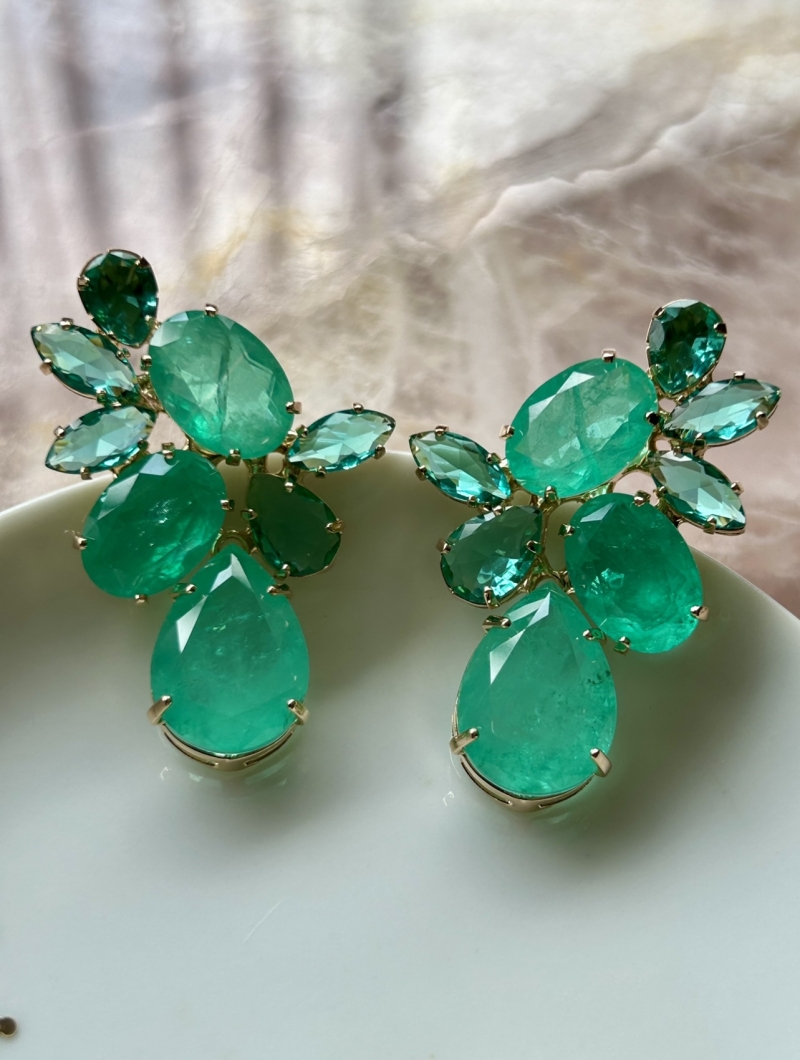 Mikabe - Green Turmaline Fusion Crystal Party Earring - MK1692