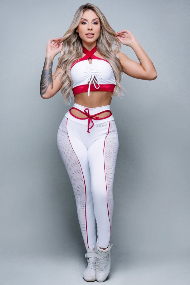 MADAME HARDCORE - LOJA VIRTUAL - ASUS WHITE LEGGINGS WITH SCARLET - MH - LG.MM001.M0032.C0045