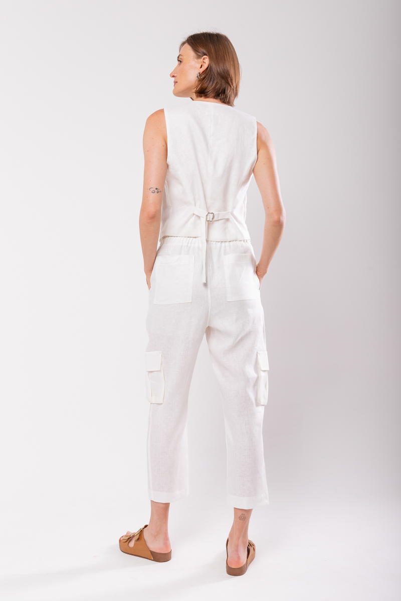 Hidrogênio - VEST 100% LINEN OFF WHITE - 19861