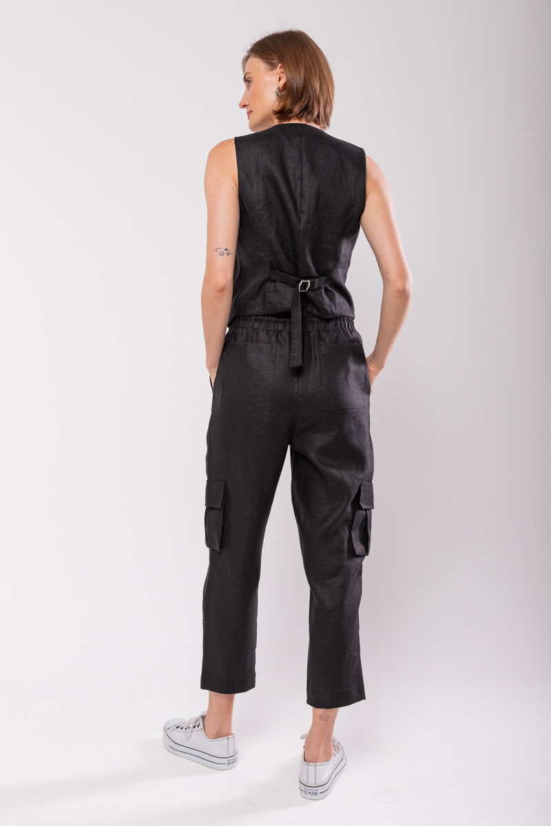 Hidrogênio - VEST 100% BLACK LINEN - 19861