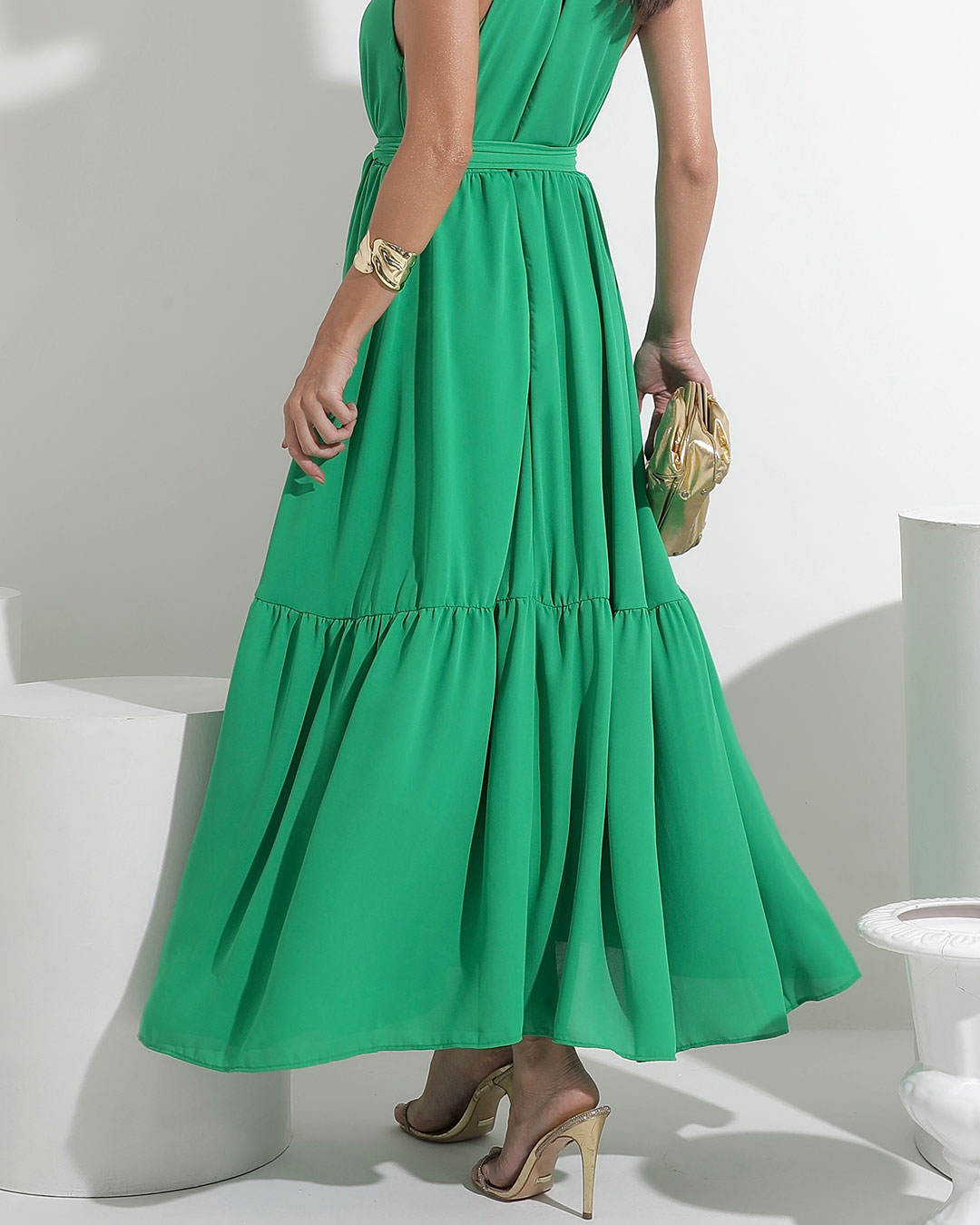 Miss Misses - Dress Miss Misses Midi Plain Chiffon Green - 54182023