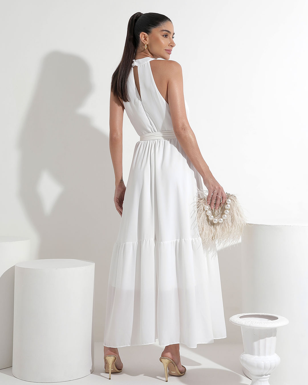 Miss Misses - Dress Miss Misses Midi Plain Chiffon Off White - 54182030