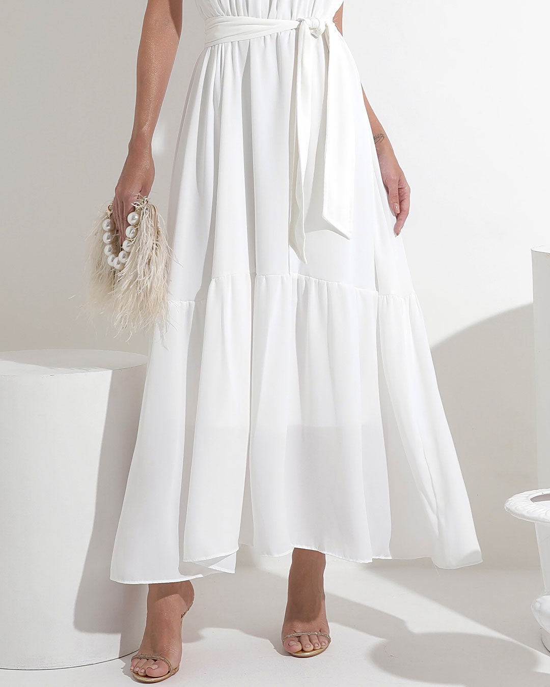 Miss Misses - Dress Miss Misses Midi Plain Chiffon Off White - 54182030