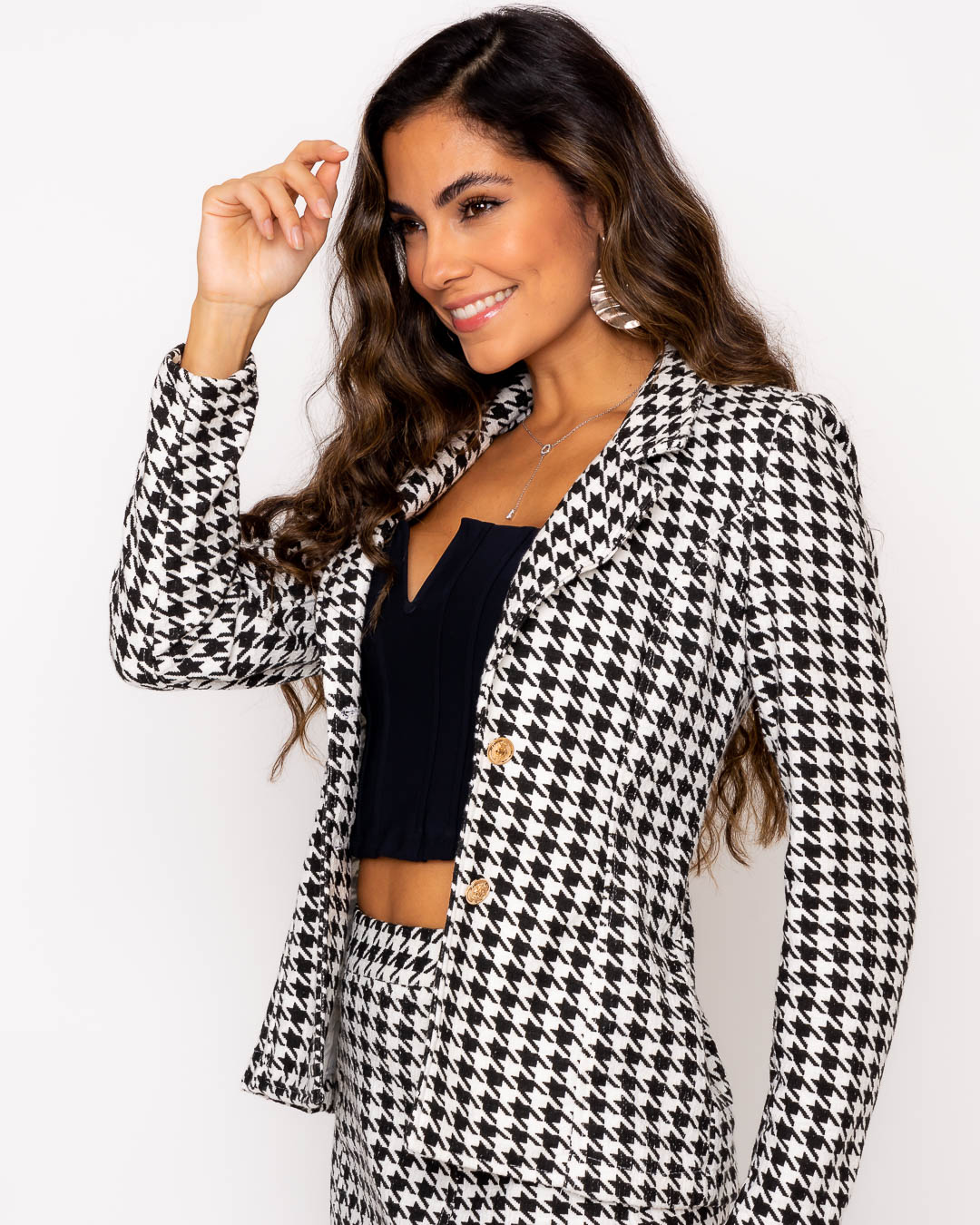 Miss Misses - Miss Misses Blazer With Black Checkered Button - 19146PRETO