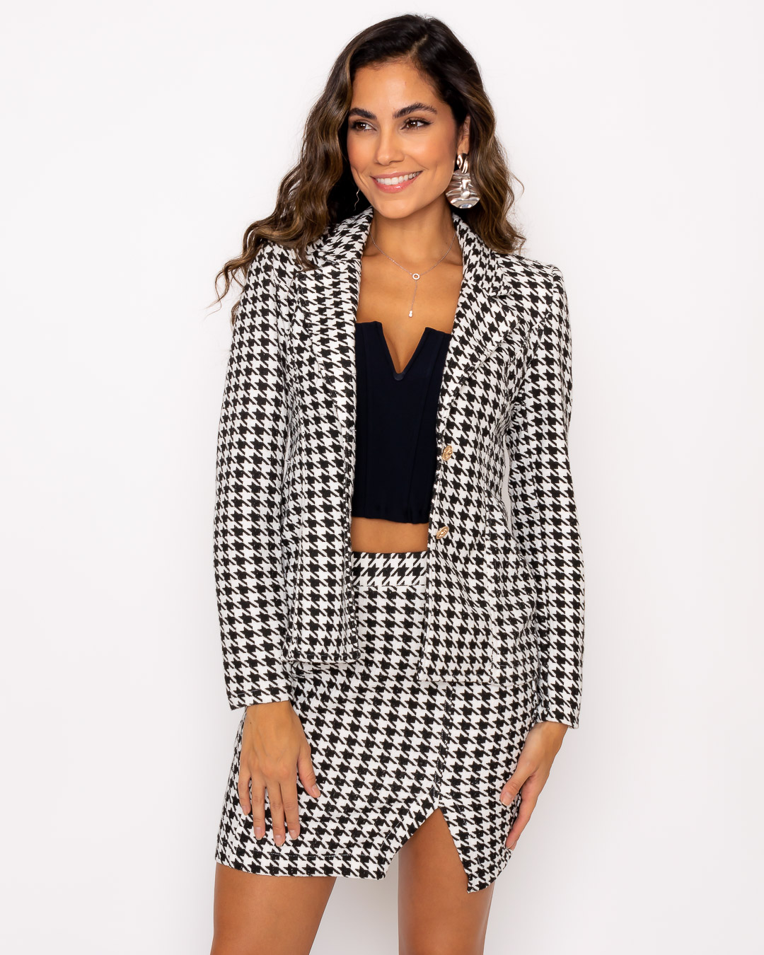 Miss Misses - Miss Misses Blazer With Black Checkered Button - 19146PRETO