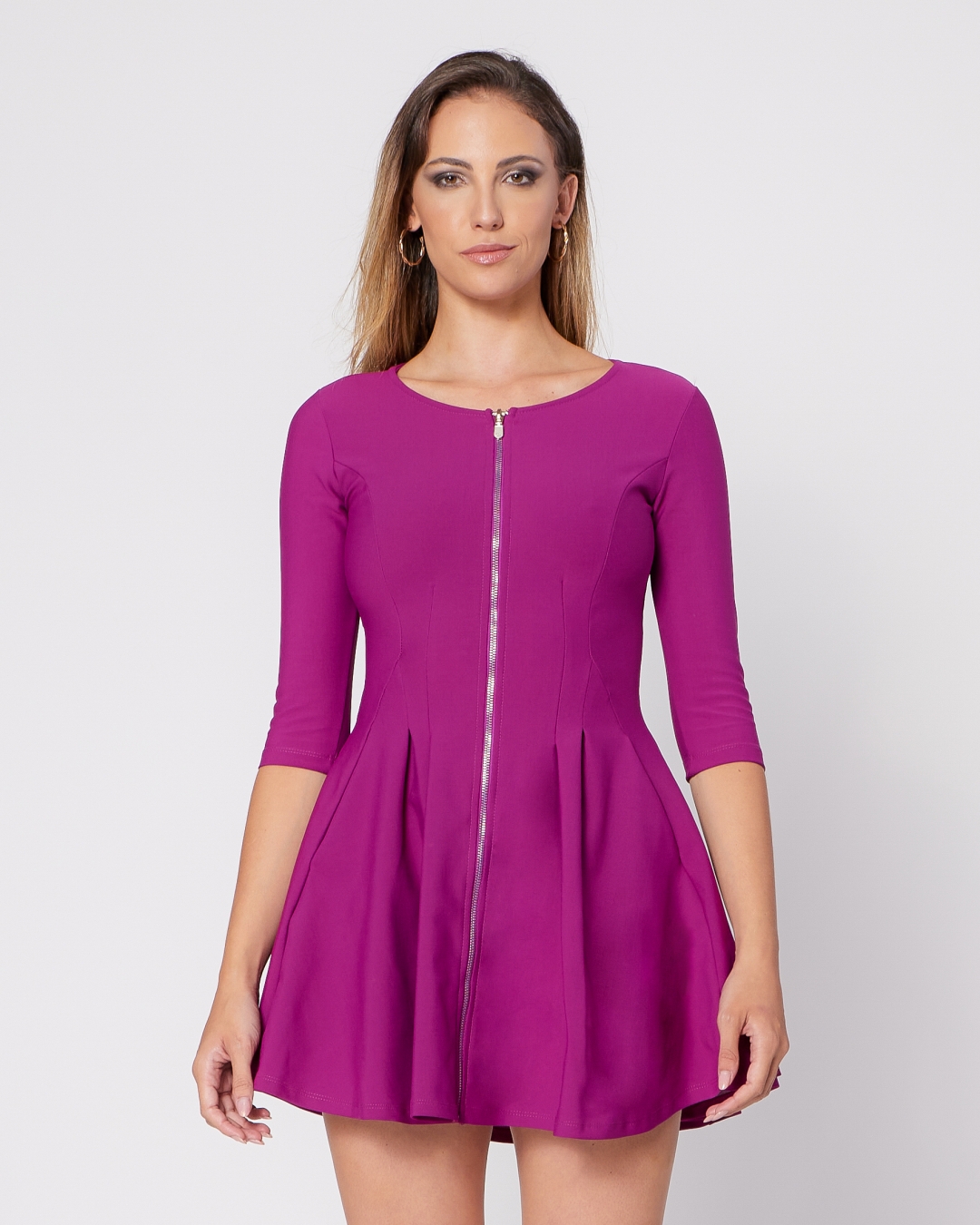 Miss Misses - Vestido Miss Misses Rodado Com Manga Roxo - 80508ROXO