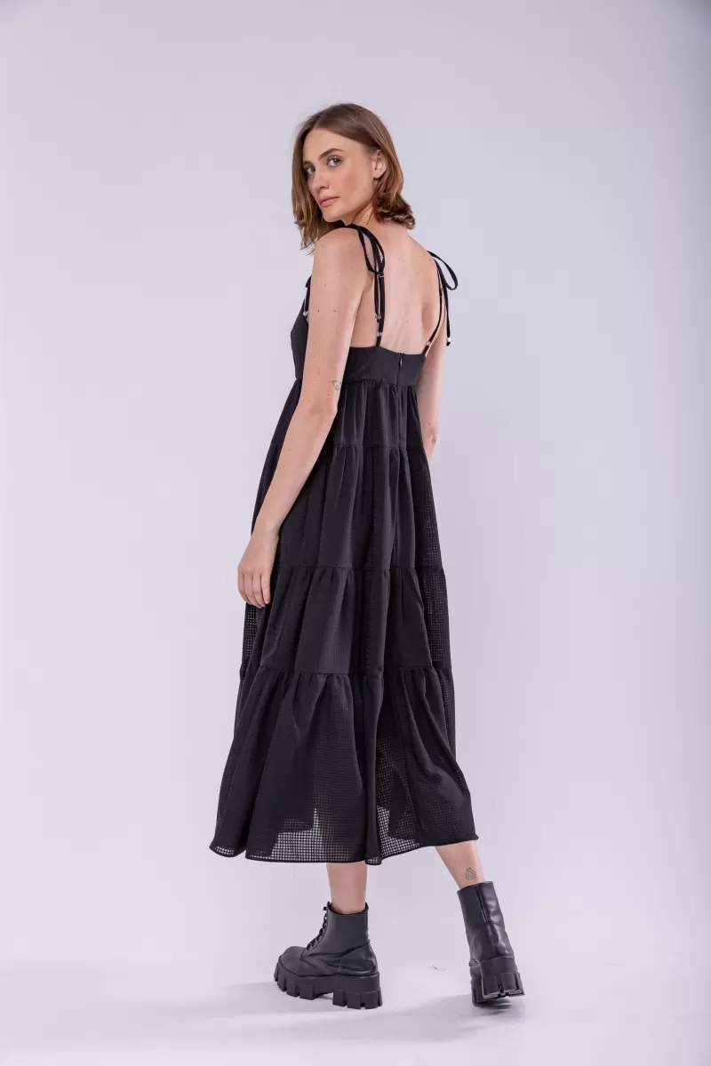 Hidrogênio - VESTIDO MIDI C/ ALCAS AMARRAVEIS PRETO - 19894001 Hidrogênio - VESTIDO MIDI C/ ALCAS AMARRAVEIS PRETO - 19894001