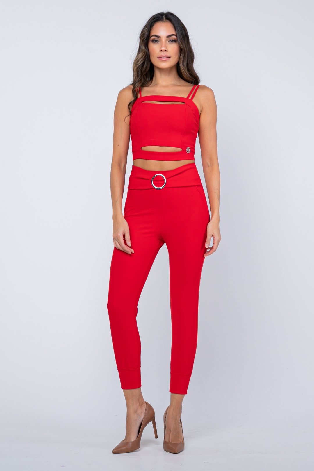 Miss Misses - Set Miss Misses Pants and Cropped Red - 50346VERMELHO