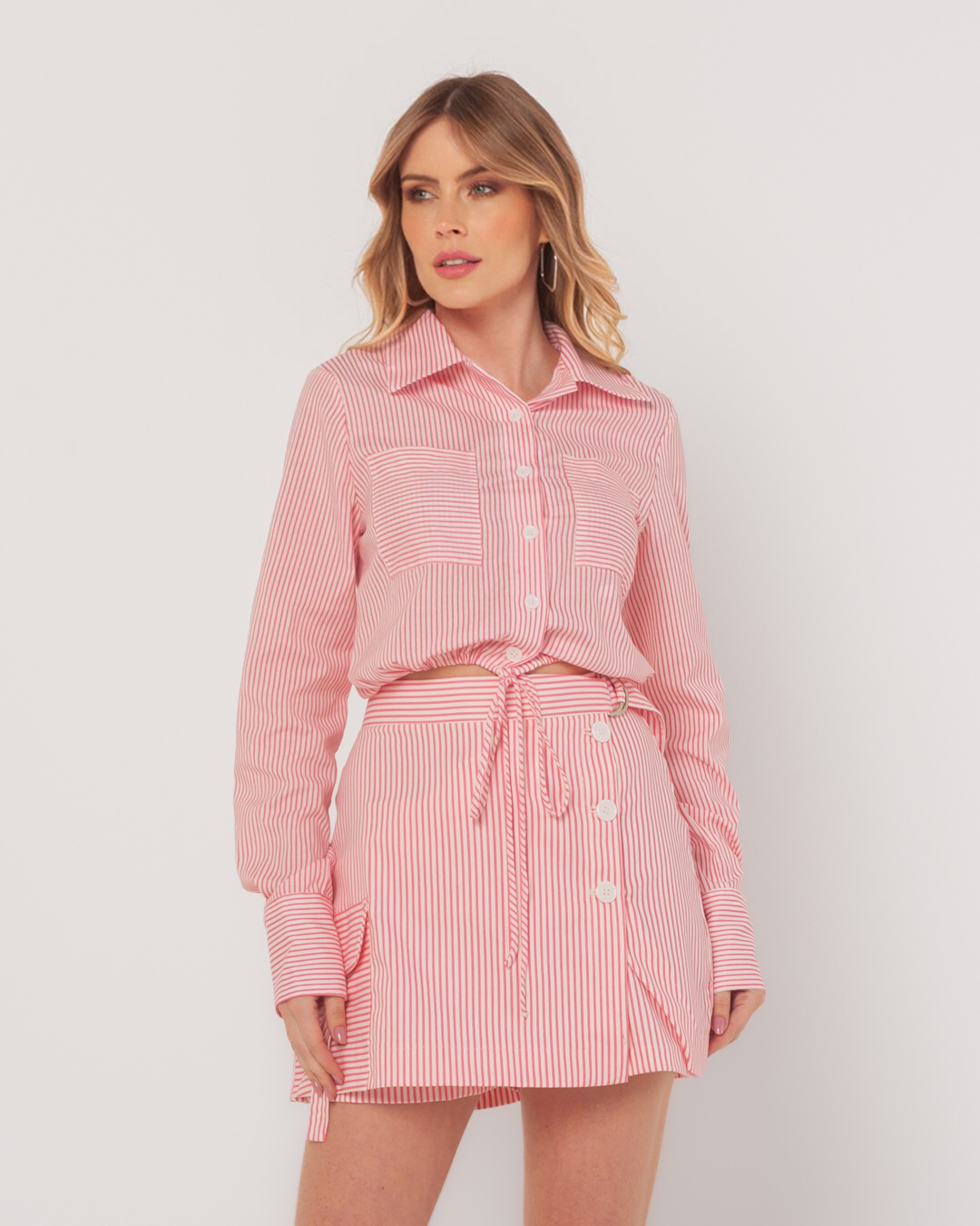 Miss Misses - Short Skirt Miss Misses Striped With Pink Details - 54091ROSA