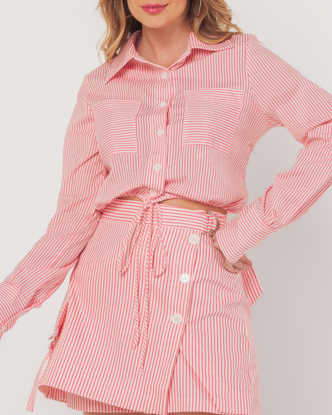 Miss Misses - Short Skirt Miss Misses Striped With Pink Details - 54091ROSA