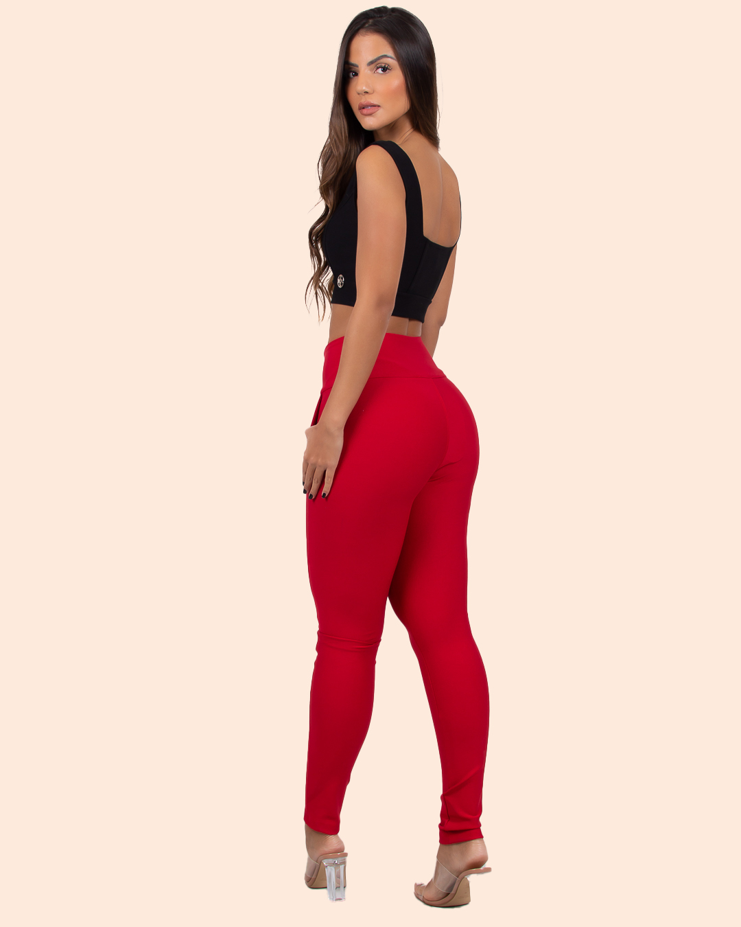 Miss Misses - Miss Misses Pants With Wide Waistband and Buttons Red - 18560VERMELHO