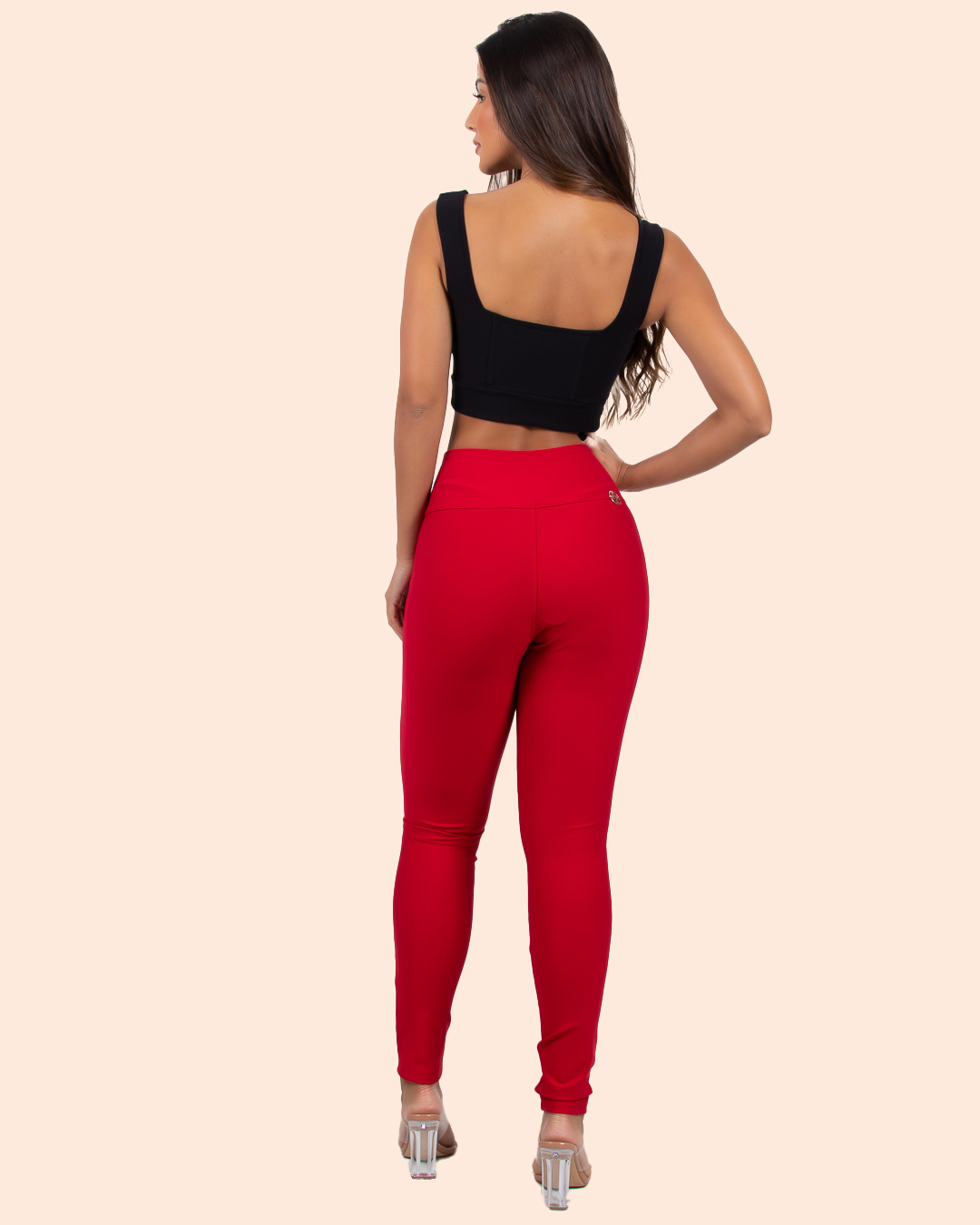 Miss Misses - Miss Misses Pants With Wide Waistband and Buttons Red - 18560VERMELHO