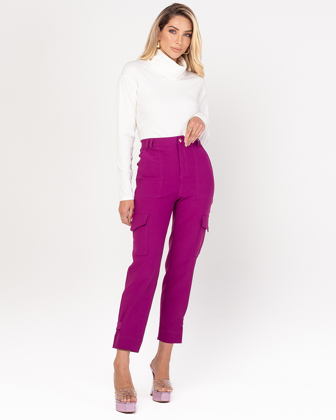 Miss Misses - Miss Misses Pants With Side Pockets Fuchsia - 19104FUCSIA