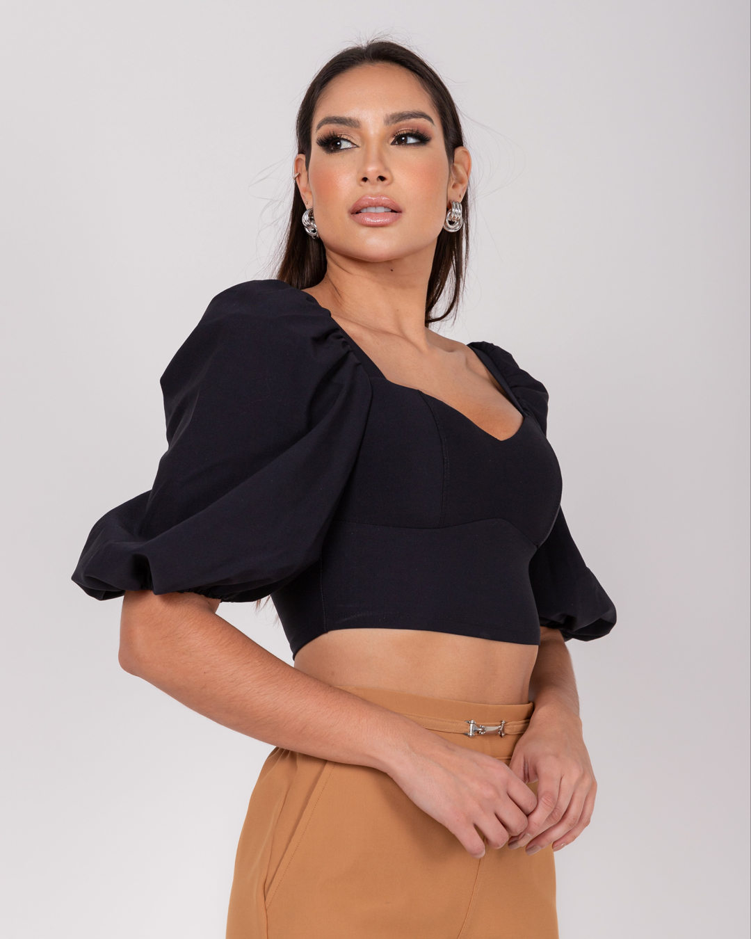 Miss Misses - Miss Misses Shirt With Bulge Top 3/4 Sleeve Black - 18766PRETO