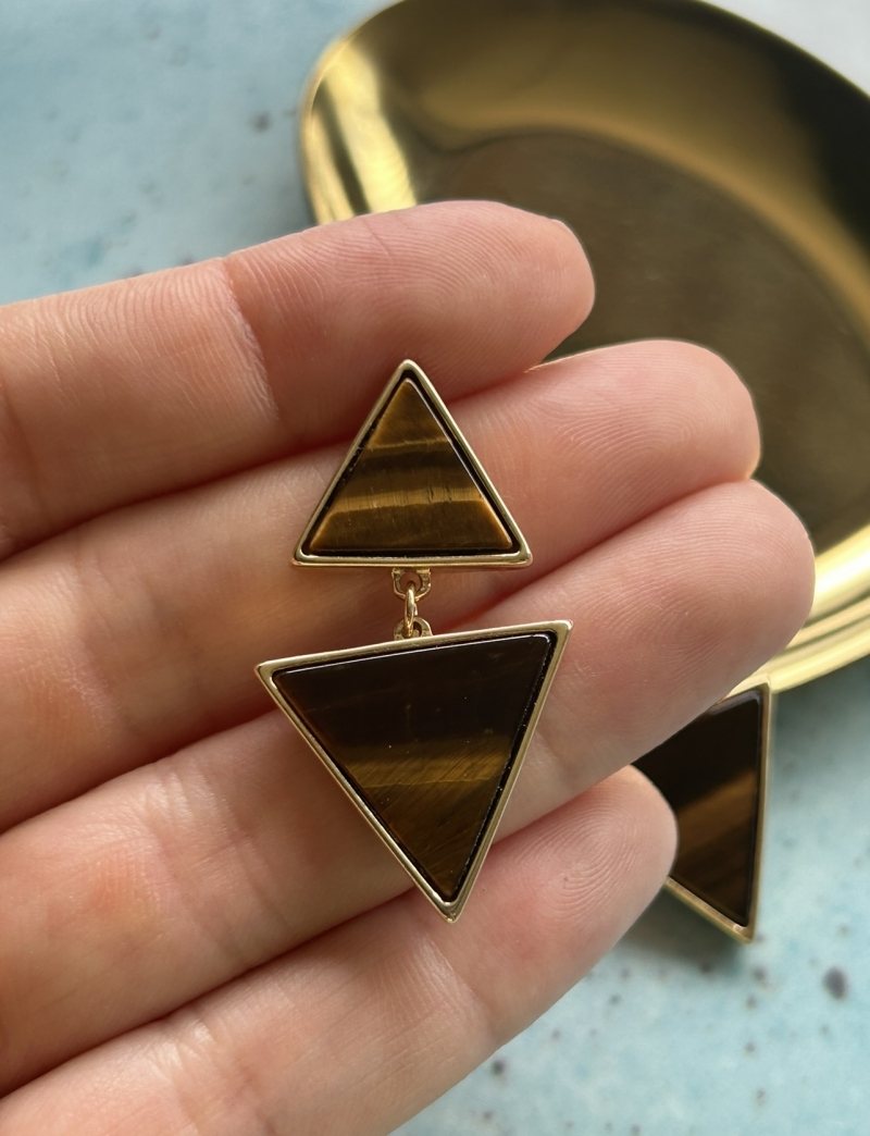 Mikabe - Tiger's Eye Triangle Earring - MK1704