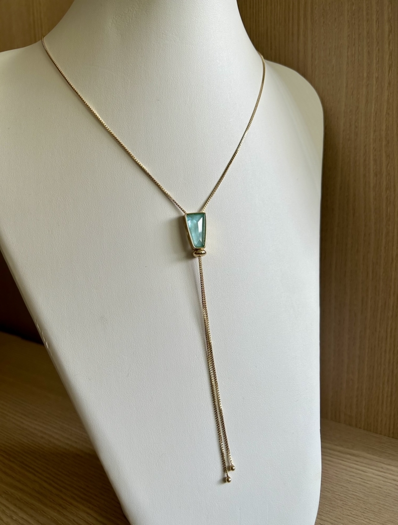 Mikabe - Long Adjustable Sky Blue Agate Necklace - MK1705