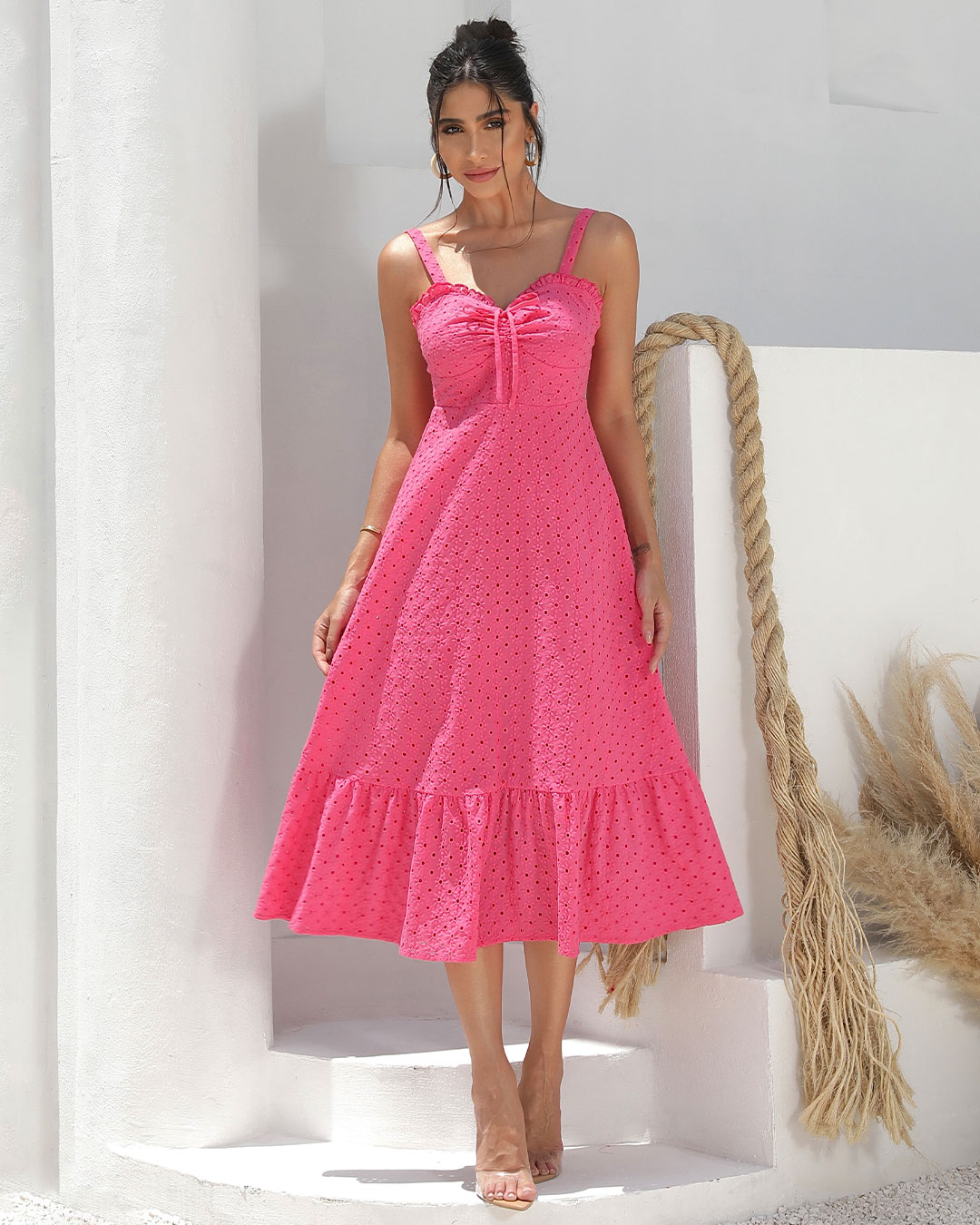 Miss Misses - Dress Miss Misses Laise With Tie Bust Pink - 54188ROSA