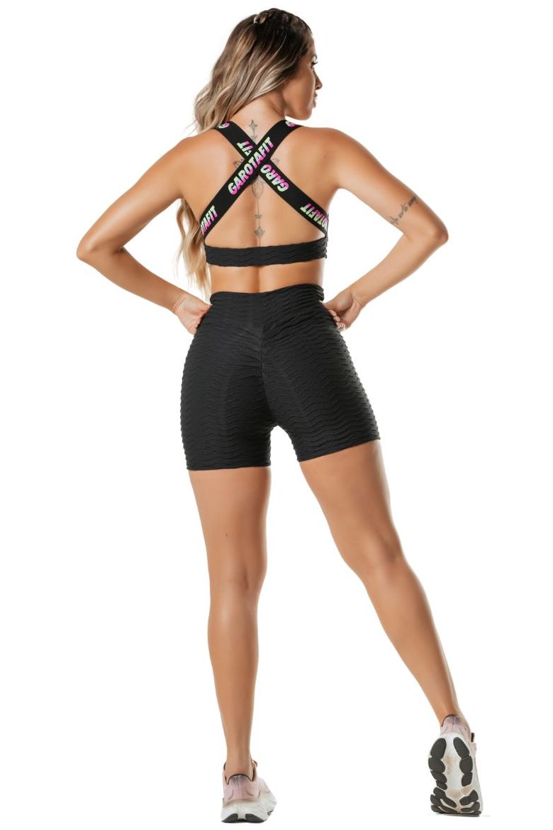 Garotafit - Conjunto Riga Preto e Fluor - SCJ33A