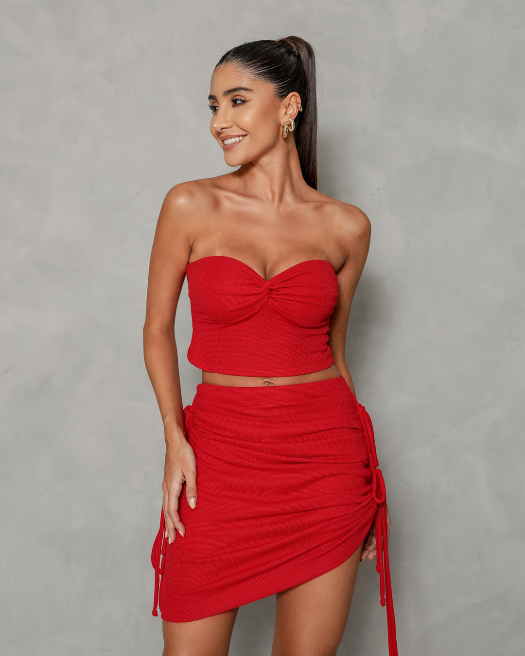 Dot Clothing - Skirt Dot Clothing Ruched and Strappy Red - 2171VERMELHO