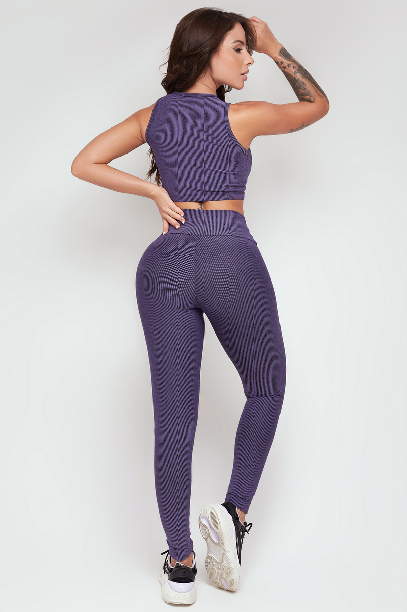 Lets Gym - Legging 3D Rib Lilás - 2363LS