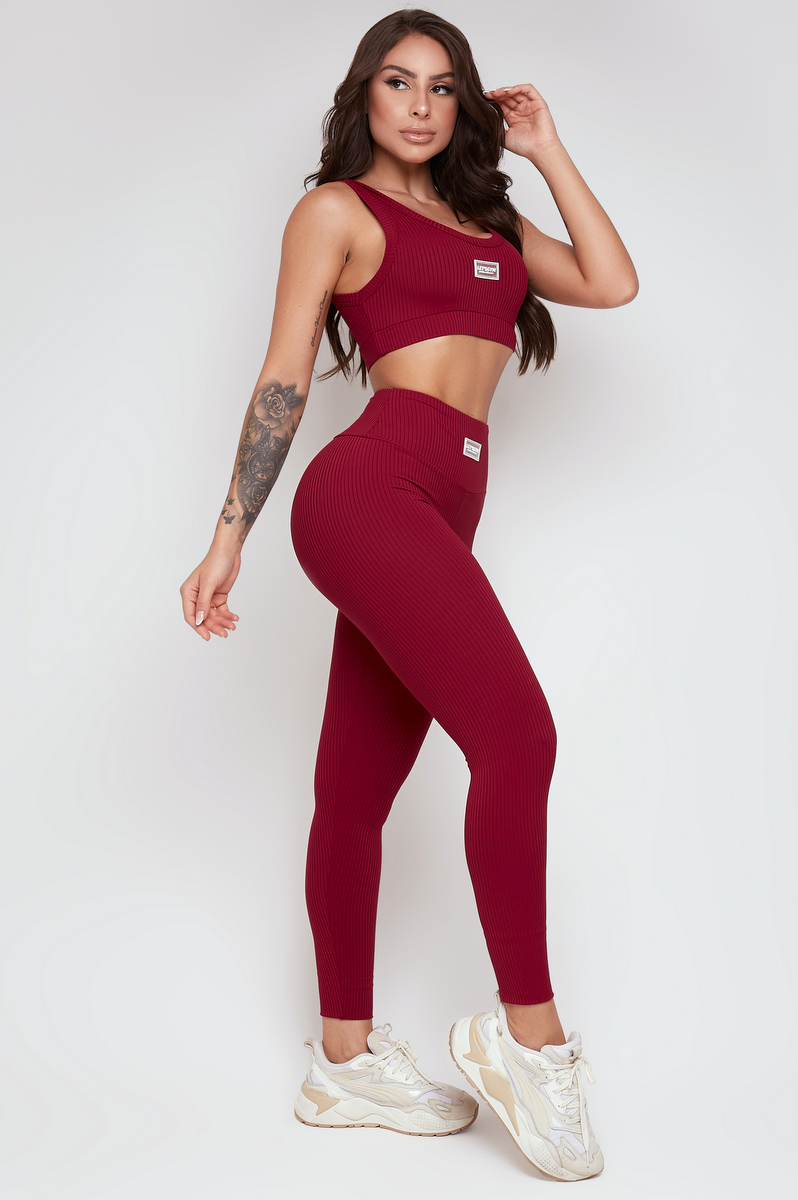 Lets Gym - Ruby Red Comfort Rib Legging - 2299VMR