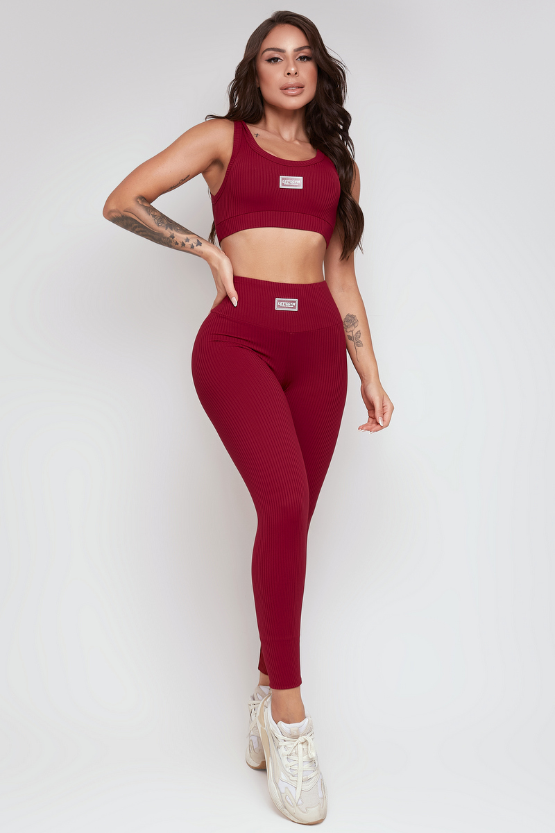 Lets Gym - Legging Comfort Rib Vermelho Rubi - 2299VMR