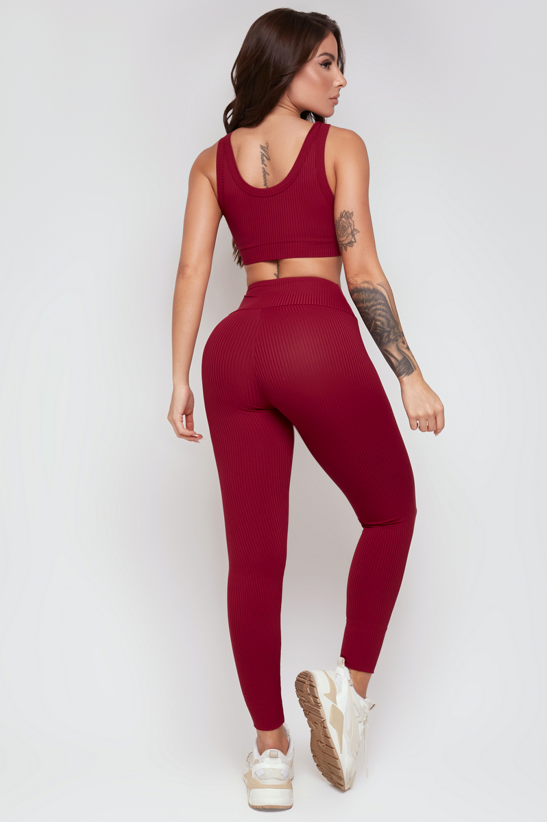 Lets Gym - Legging Comfort Rib Vermelho Rubi - 2299VMR