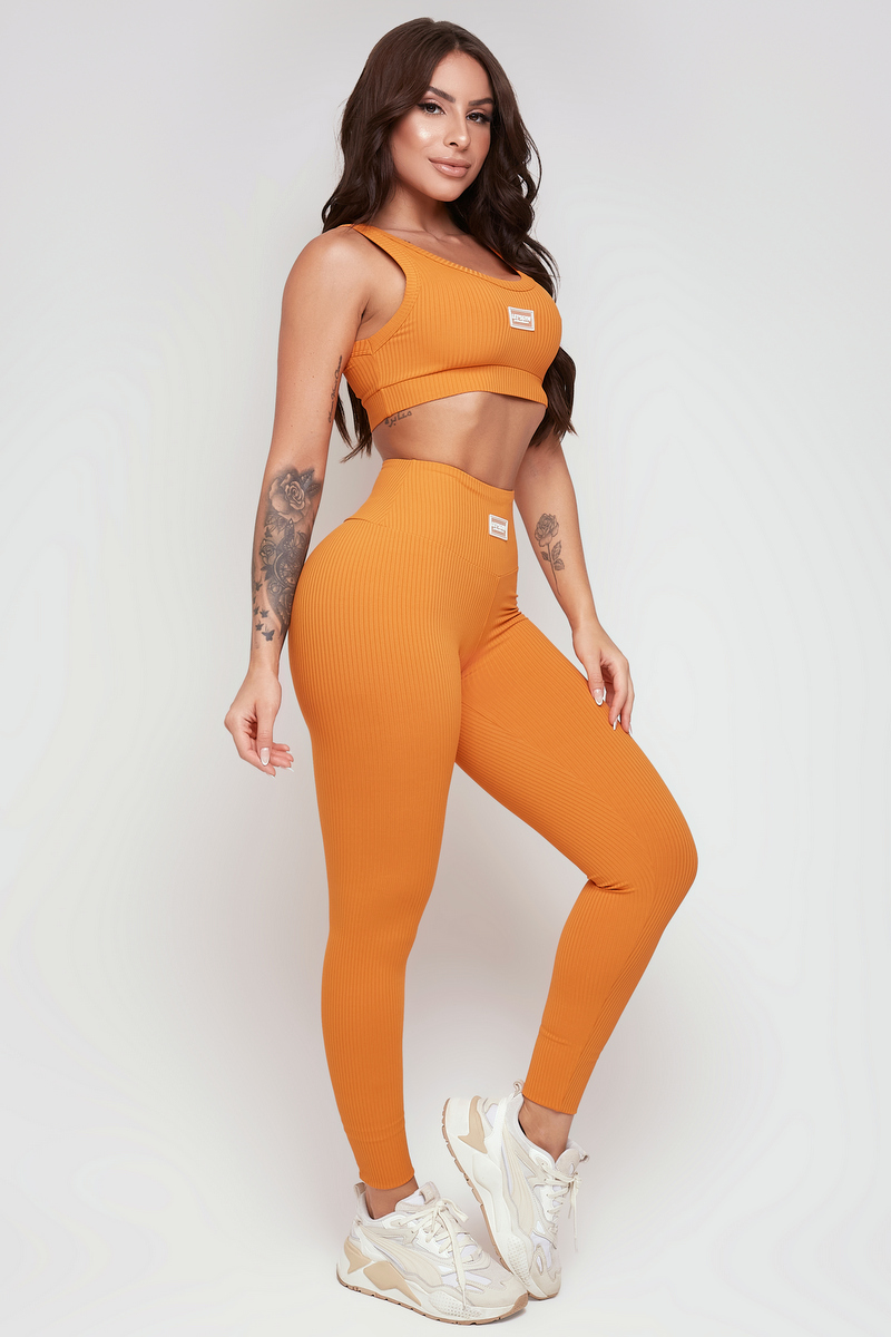 Lets Gym - Comfort Rib Ocre Legging - 2299OC