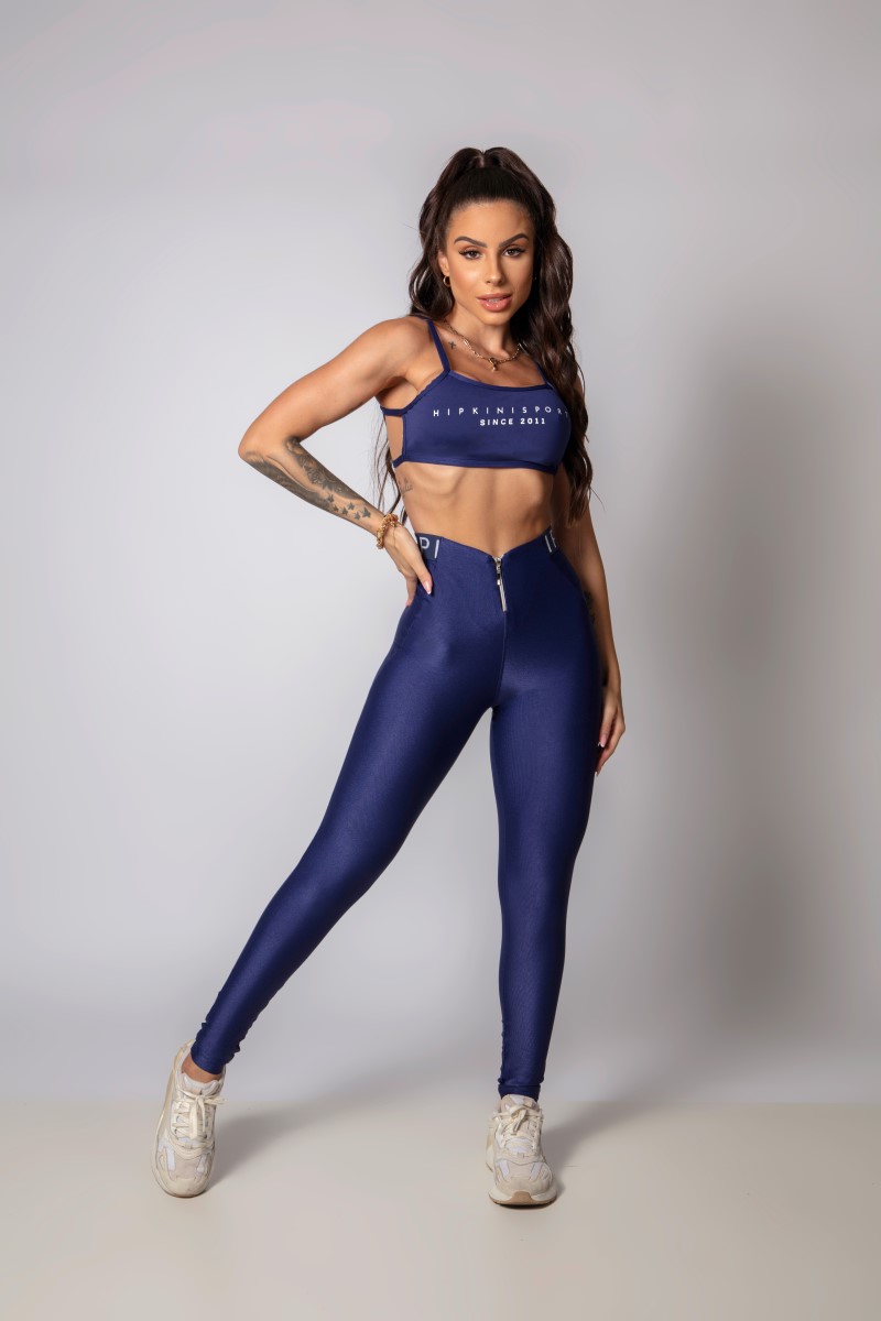 Hipkini - Legging Strong Fitness Azul Marinho com Ziper - 33330391