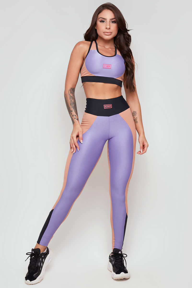 Lets Gym - Charm Nude and Lavender Leggings - 2272NDLV