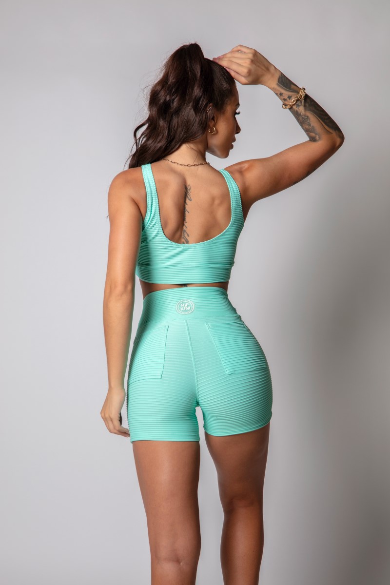 Hipkini - Shorts Strong Verde Água Canelado - 33330400