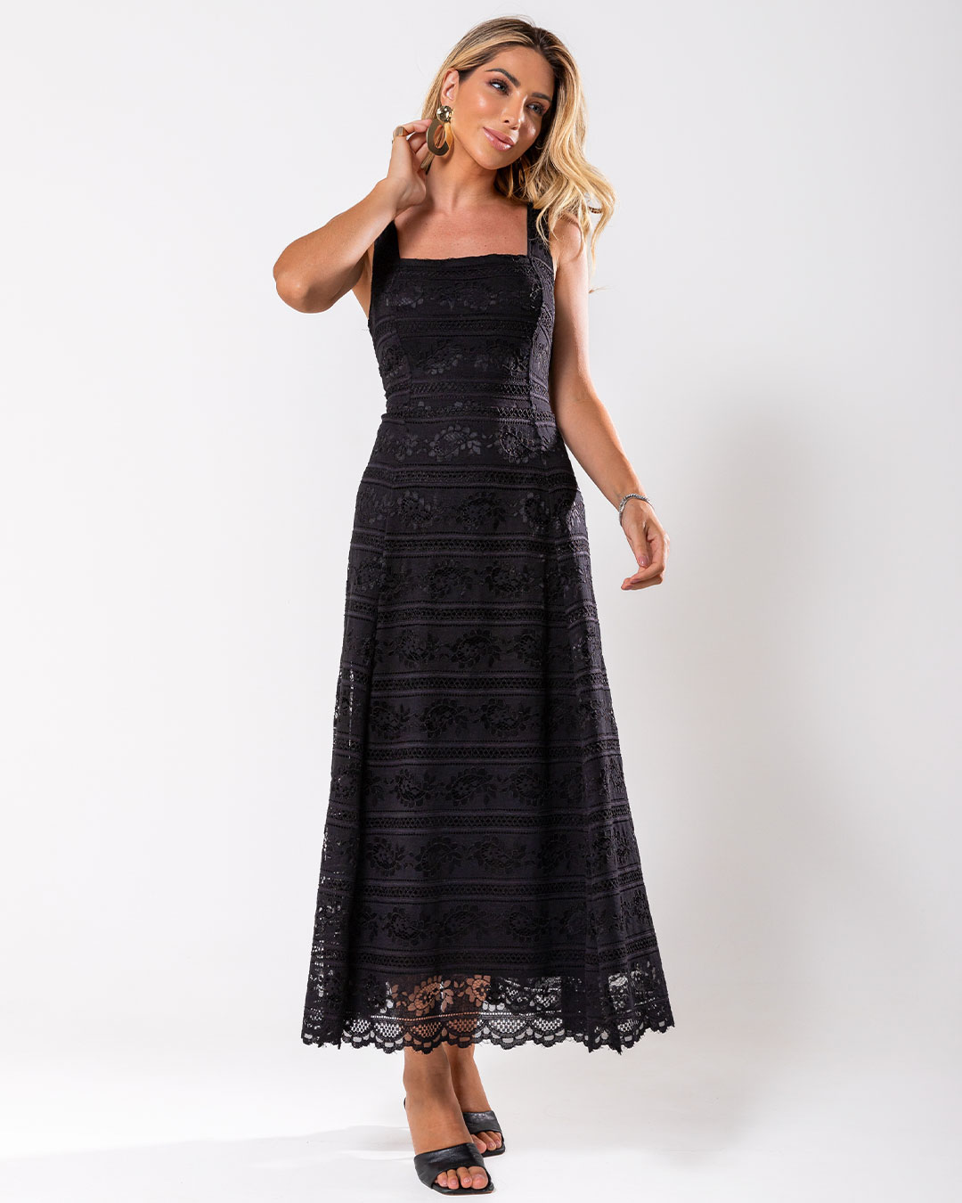 Miss Misses - Dress Miss Misses Long lace With Zipper Black - 80512PRETO