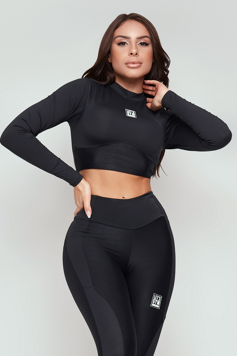 Lets Gym - Cropped High Preto - 2270PT