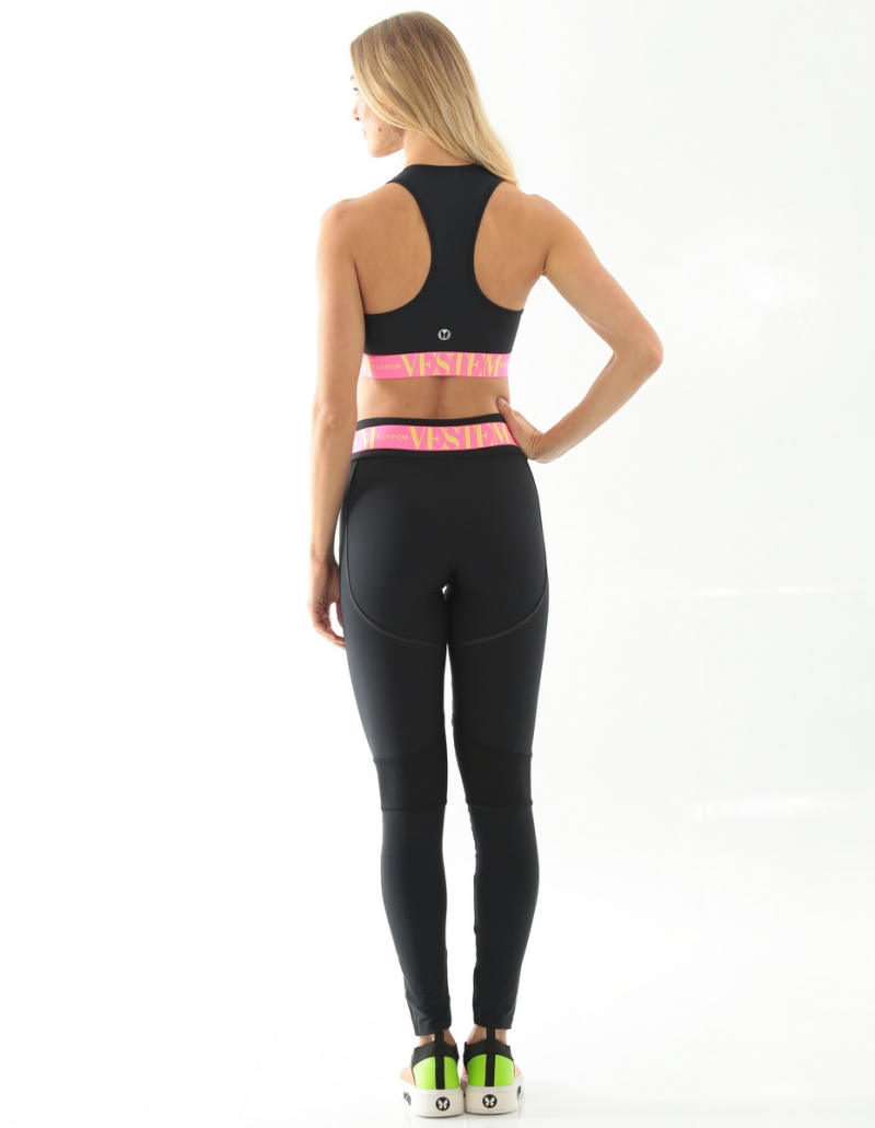 Vestem - Legging Fuso Olimpia Preto e Pink Neon e Amarelo Neon - FS1305.SP.C0183