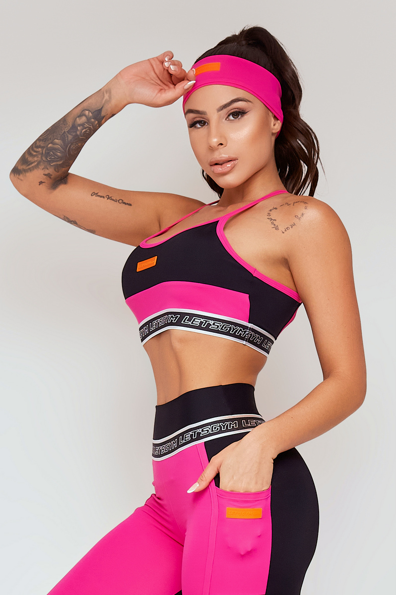 Lets Gym - Black and Pink Balm Top - 2279PTRP