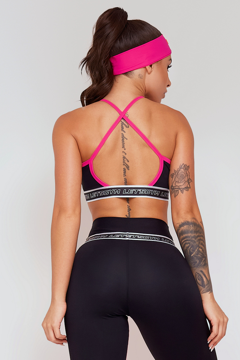 Lets Gym - Black and Pink Balm Top - 2279PTRP