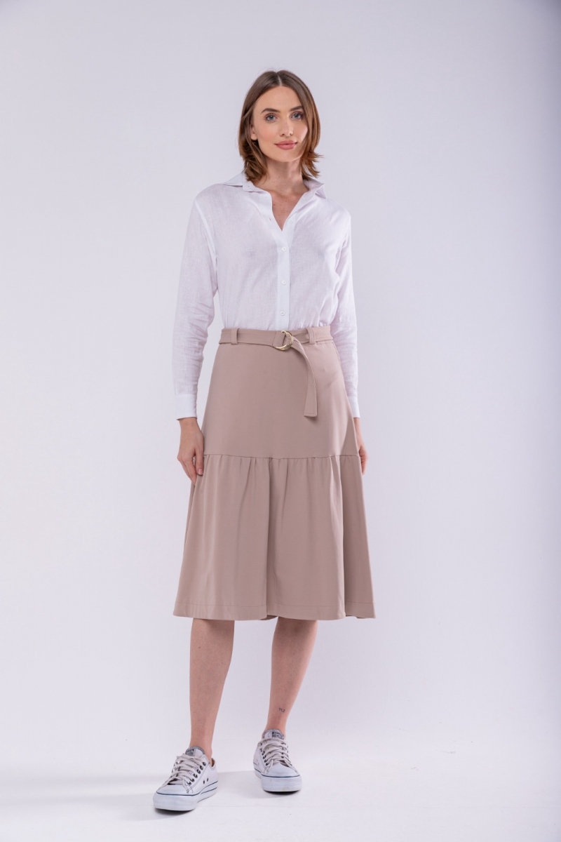 Hidrogênio - FULL MIDI SKIRT WITH CHOCOLATE BELT - 19621032