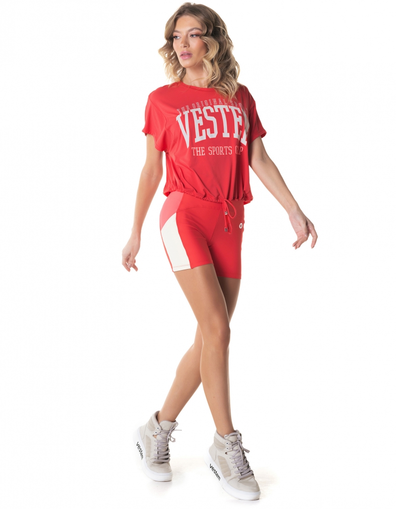 Vestem - Short Sleeve Dry Fit Glimmer Tomato Red Shirt - BMC733.I24.C0441