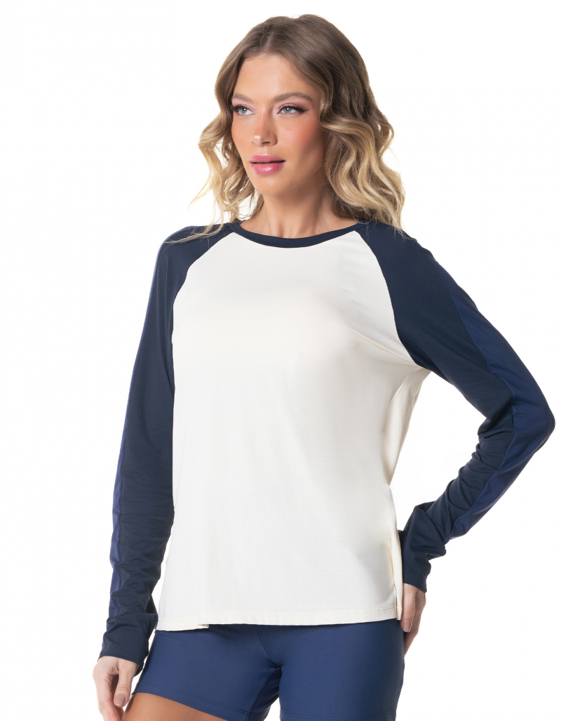 Vestem - Blusa Manga Longa Dry Fit Flexy Off White e Ecru - BML458.I24.C0140