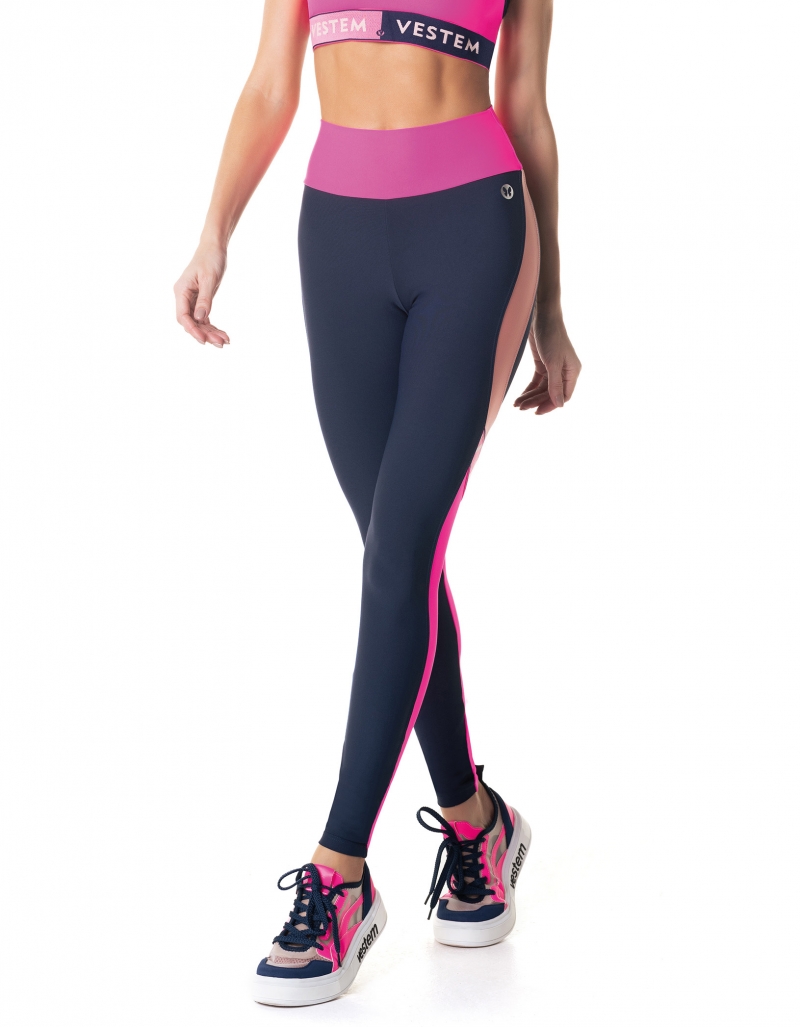 Vestem - Legging Fuso Energy Gym Marinho Escuridao e Pink Neon - FS1354.I24.C0450